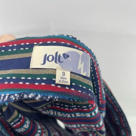 Jolt Women's Aztec Print Zip Pleated Back Dress Shorts Blue Multicolor Size 9 - Picture 6 of 8